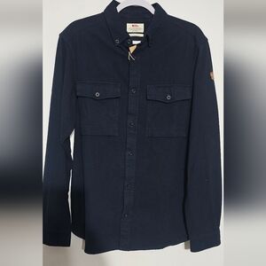 Fjallraven Ovik Solid Twill LS Button Up Shirt Dark Navy Men Size S New With Tag